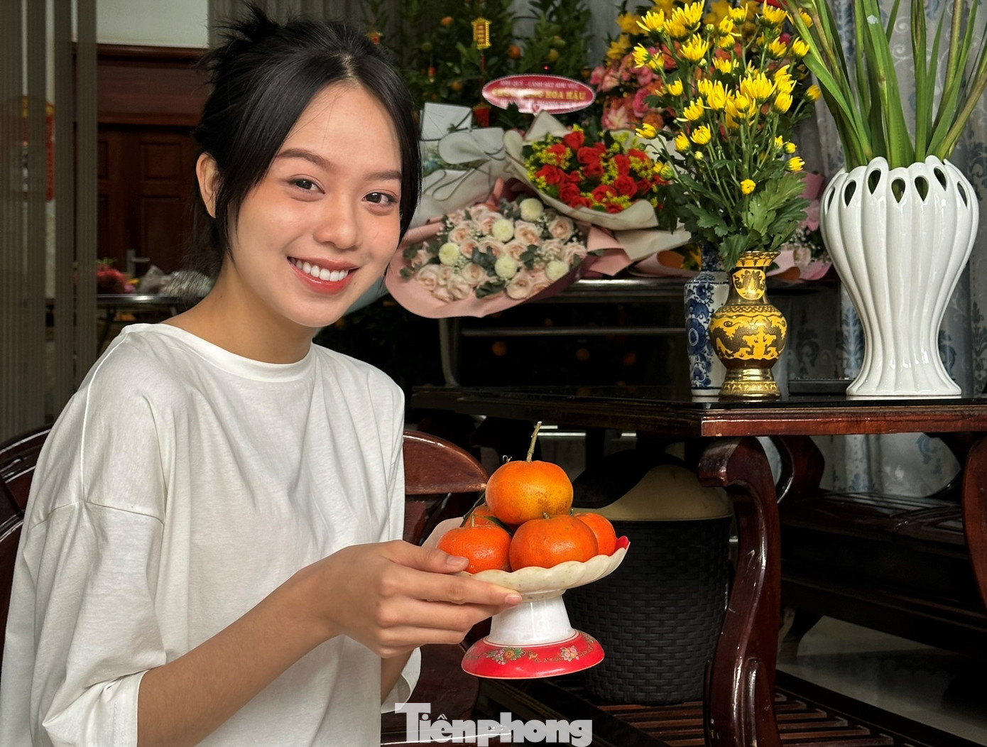 Nét dễ thương của hoa hậu Thanh Thủy khi ở nhà.