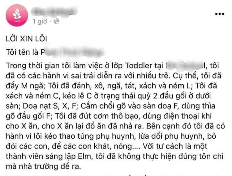Cô giáo P. "tự thú" những hành vi bạo lực của mình trên mạng xã hội. Cô giáo P. "tự thú" những hành vi bạo lực của mình trên mạng xã hội.