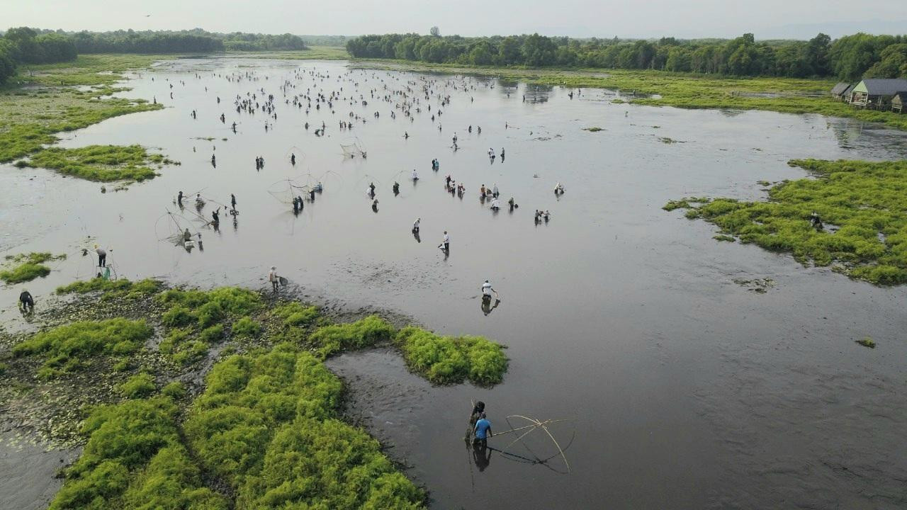 Bà con “phá Trằm” từ sáng tới gần trưa. Ảnh: Kim Vương Bà con “phá Trằm” từ sáng tới gần trưa. Ảnh: Kim Vương