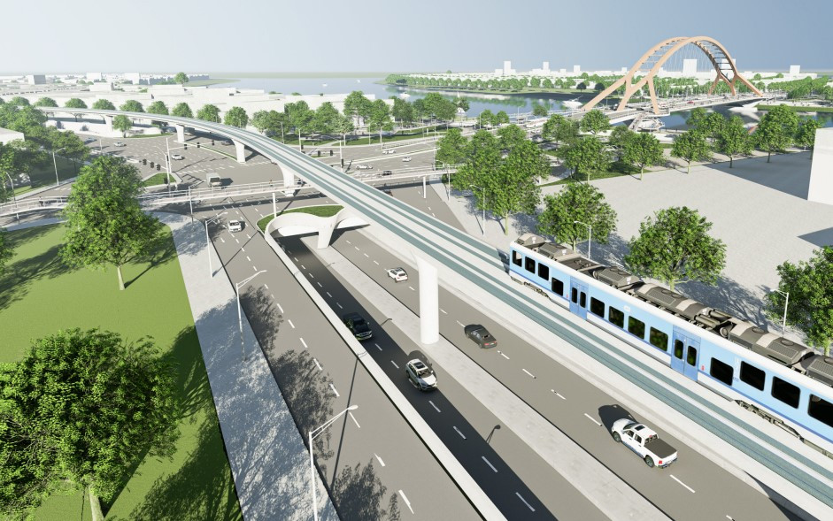 Phương án quy hoạch, kiến trúc cụm nút giao thông đường Lê Thanh Nghị - Cách Mạng Tháng Tám - Thăng Long và đường dẫn lên cầu Hòa Xuân.