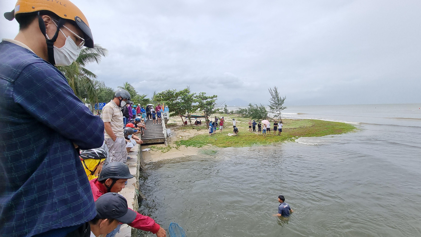 Người tới xem bắt cá mỗi lúc một đông.