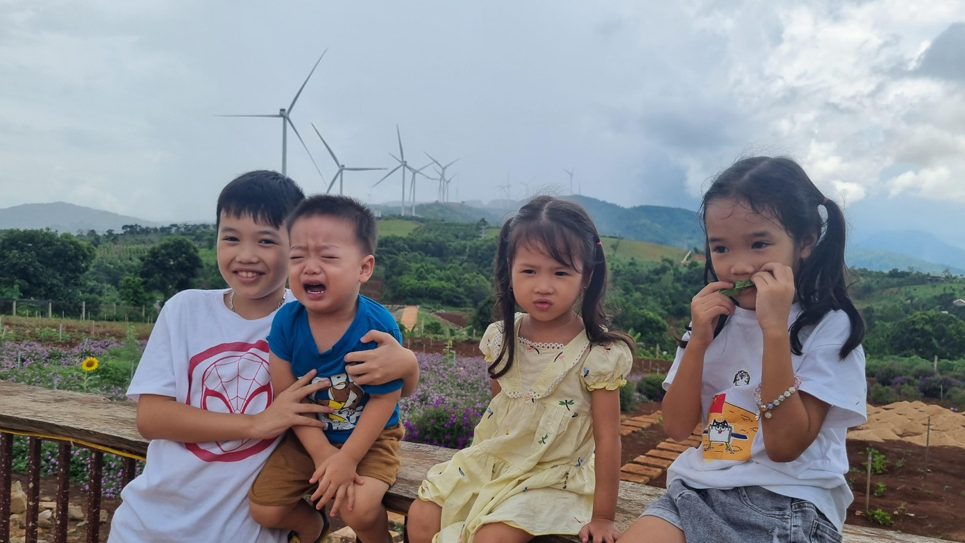 Nhiều gia đình đưa con cái tới đây để các bé mở mang, biết về điện gió, cảnh quan.... Nhiều gia đình đưa con cái tới đây để các bé mở mang, biết về điện gió, cảnh quan....