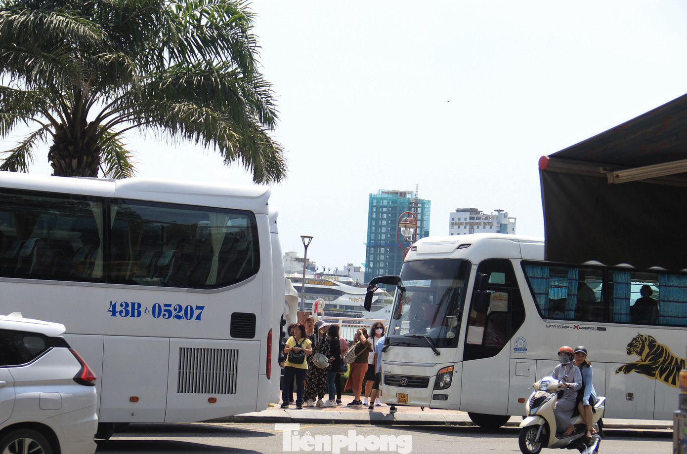 Xe chở khách du lịch đỗ trên đường Bạch Đằng để du khách vào tham quan, mua sắm trong chợ. Chợ có nhiều lối vào trên đường Bạch Đằng, Trần Phú, Hùng Vương.