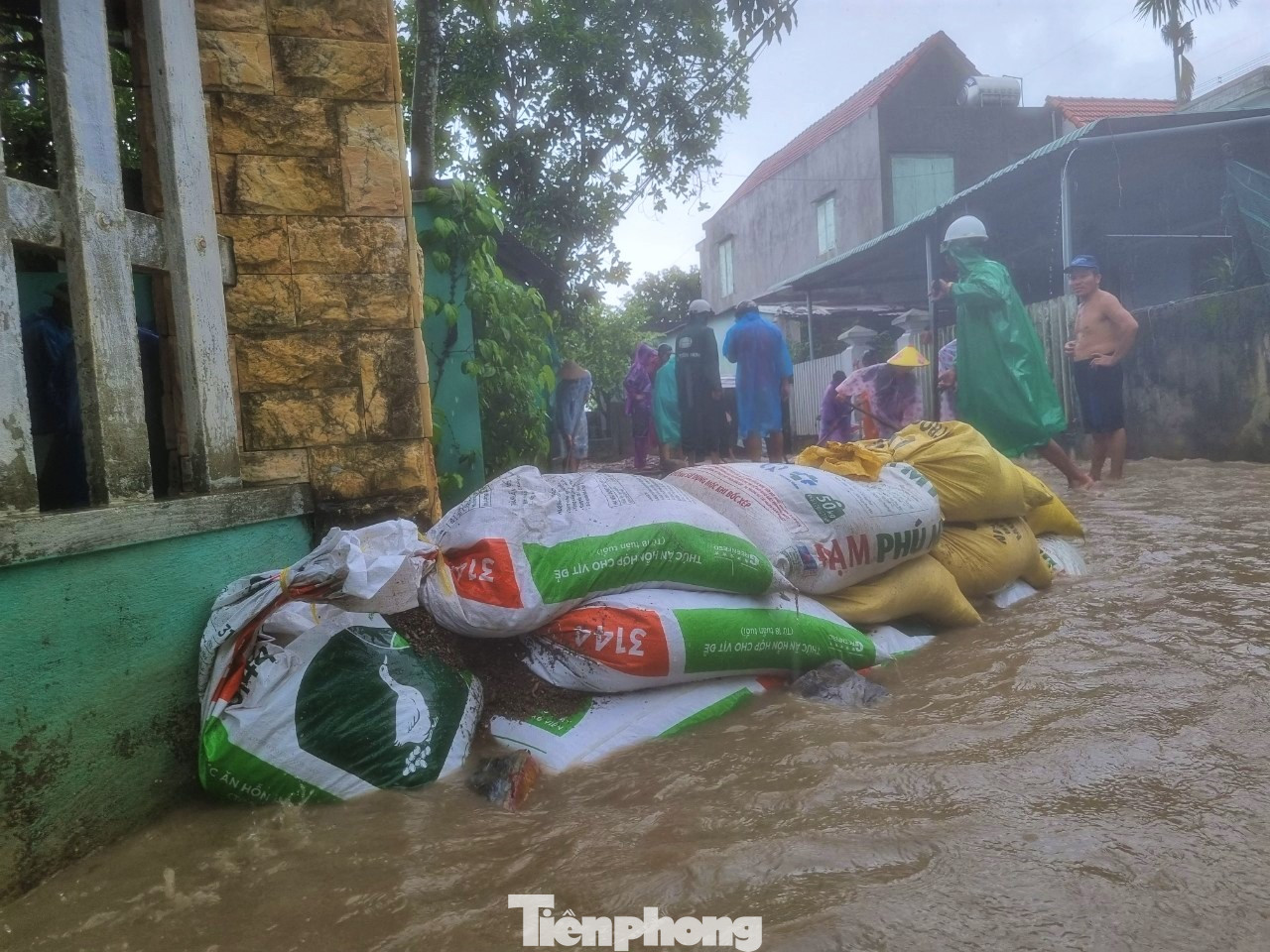 Những chiếc kè tạm được dựng lên cấp tốc trước các nhà dân. Theo bà con, đây không phải là lần đầu họ bị bùn đất từ CCN Cẩm Lệ "tấn công". Tuy nhiên, lần này thời tiết phức tạp, mưa to kéo dài nên mọi người sợ bùn sẽ vùi lấp nhà cửa, tài sản nếu không ngăn chặn từ sớm.