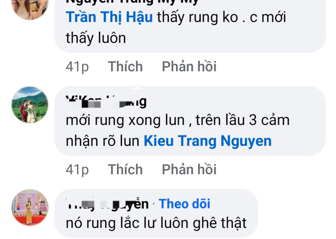Người dân Đà Nẵng chia sẻ trên mạng xã hội khi chịu ảnh hưởng động đất. Người dân Đà Nẵng chia sẻ trên mạng xã hội khi chịu ảnh hưởng động đất.