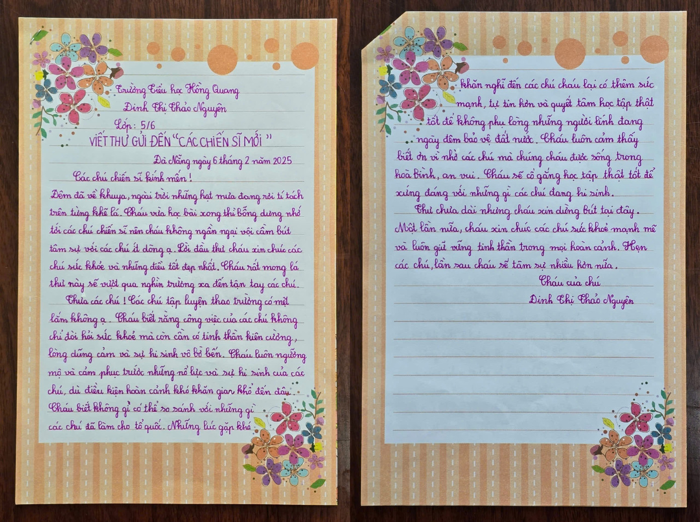 Những dòng thư viết nắn nót, chan chứa tình cảm.