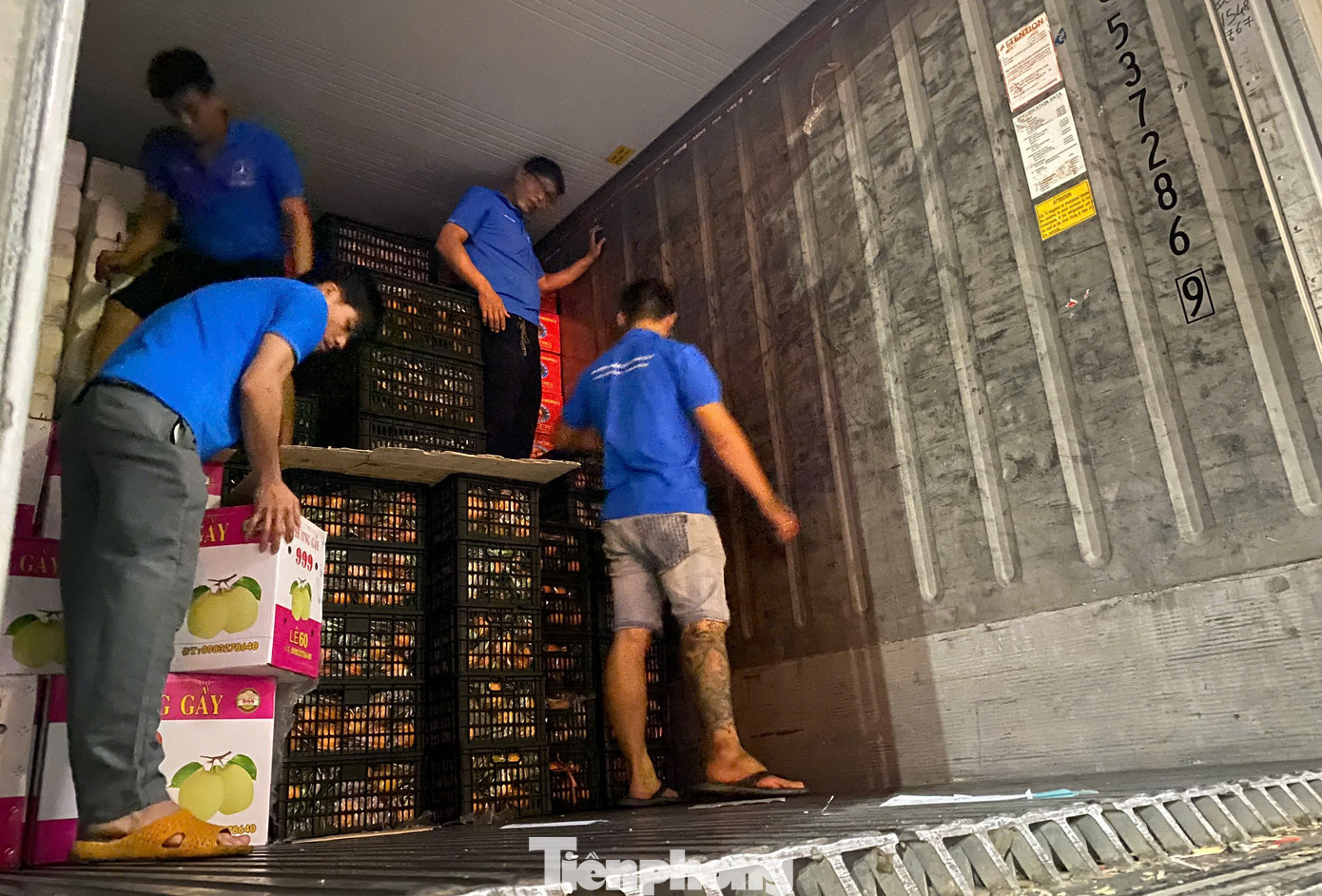 Đảm bảo hàng hóa tới tận quầy của tiểu thương, đội cửu vạn phải làm việc xuyên đêm. Ngày thường, họ làm đến 2, 3h sáng, nhưng nay phải làm đến gần 6h. Có hôm hàng về nhiều phải nghỉ muộn hơn.