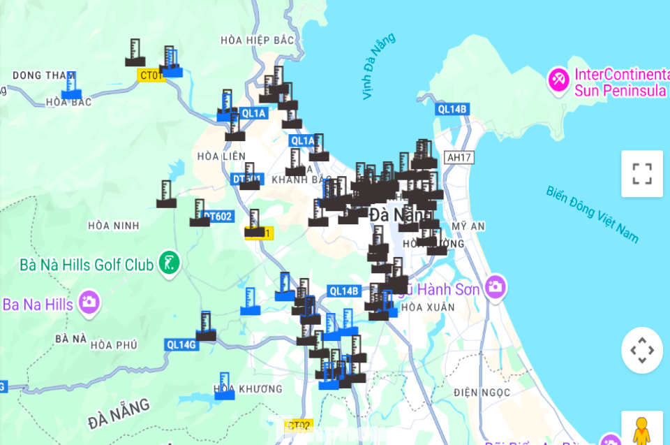 Các điểm nóng về ngập úng như nút giao Nguyễn Văn Linh - Nguyễn Hoàng, ngã tư đường Phan Đăng Lưu - Lê Thanh Nghị, ngã ba đường Cù Chính Lan - An Xuân 2, kiệt 264 đường Trần Cao Vân, kiệt 251 Thái Thị Bôi, kiệt 25 đường Hà Huy Tập, đường Bàu Trảng 6…cũng được lắp tháp báo ngập. Các điểm nóng về ngập úng như nút giao Nguyễn Văn Linh - Nguyễn Hoàng, ngã tư đường Phan Đăng Lưu - Lê Thanh Nghị, ngã ba đường Cù Chính Lan - An Xuân 2, kiệt 264 đường Trần Cao Vân, kiệt 251 Thái Thị Bôi, kiệt 25 đường Hà Huy Tập, đường Bàu Trảng 6…cũng được lắp tháp báo ngập.