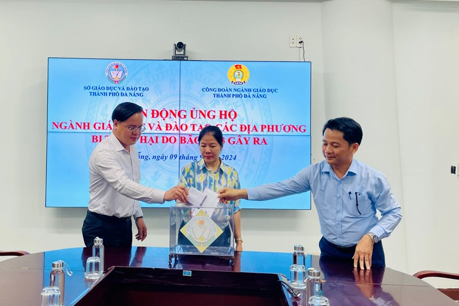 Ngành GD&amp;ĐT TP. Đà Nẵng vận động ủng hộ ngành GD&amp;ĐT các tỉnh, thành phố phía Bắc. Ảnh: S.G.