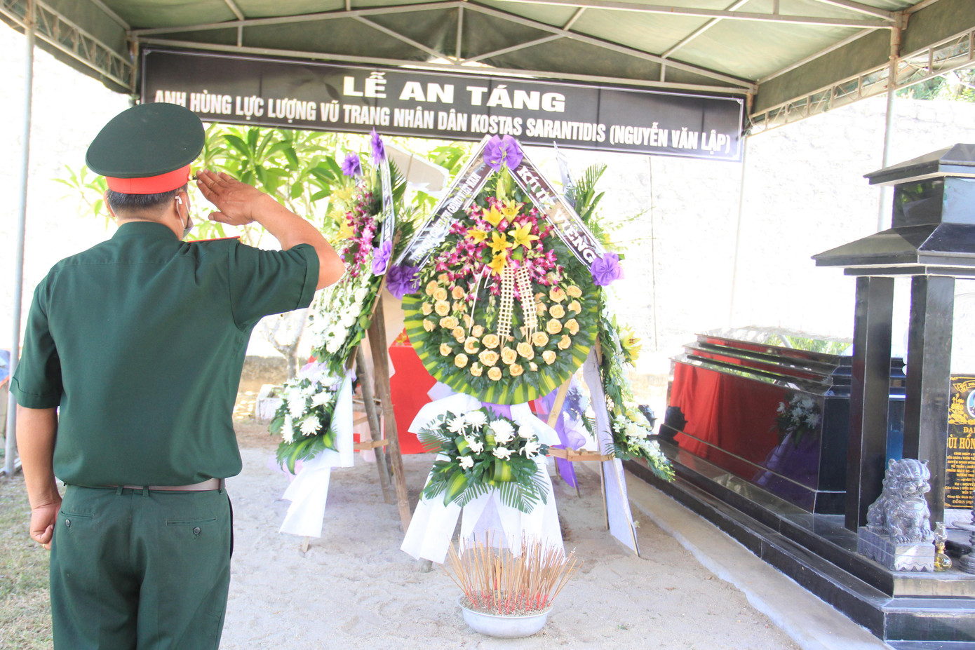 Nơi an nghỉ của Anh hùng Lực lượng vũ trang nhân dân Kostas Nguyễn Văn Lập.