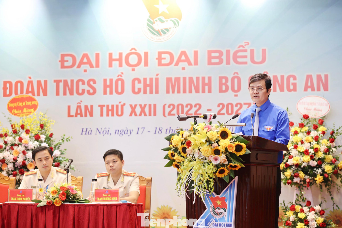 Anh Bùi Quang Huy - Ủy viên dự khuyết Trung ương Đảng, Bí thư thứ nhất Trung ương Đoàn phát biểu chỉ đạo Đại hội. Ảnh: Như Ý