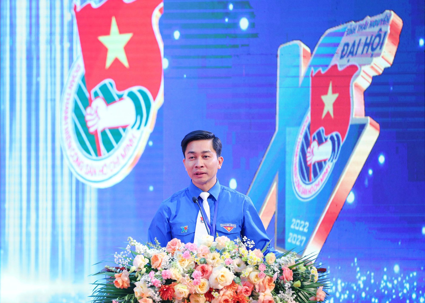 Anh Đoàn Quang Duy - Bí thư Tỉnh Đoàn Thái Nguyên khóa XIV phát biểu khai mạc Đại hội. Ảnh: Trọng Tài