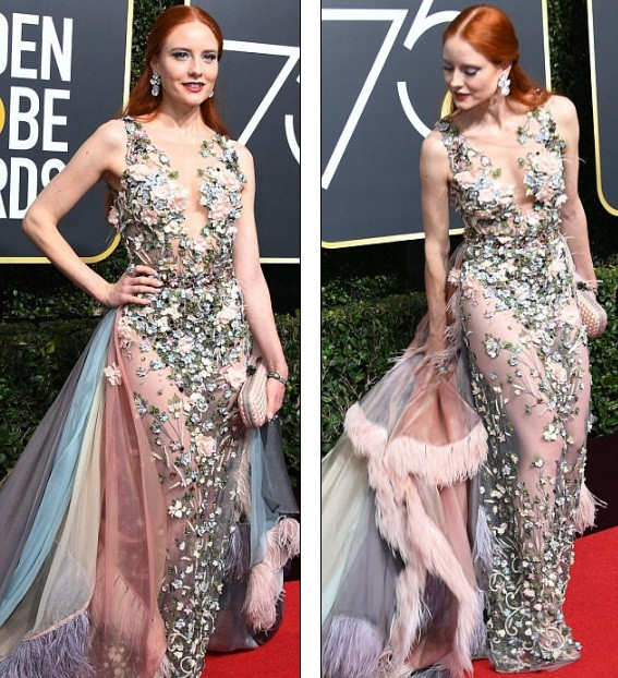 Giữa 'rừng' váy đen, đây là mỹ nữ đầm đỏ ‘nóng’ nhất Quả Cầu Vàng 2018 ảnh 6