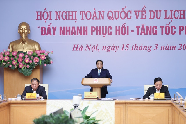 Hội nghị được tổ chức theo hình thức trực tuyến tới 63 tỉnh, thành phố (ảnh: VGP/Nhật Bắc).