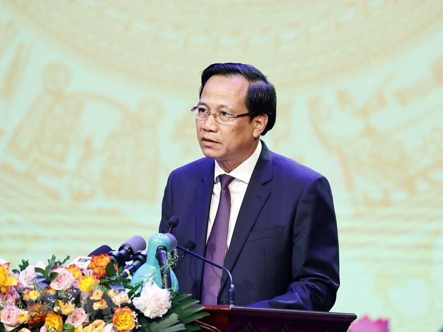 Bộ trưởng Bộ Lao động, Thương binh và xã hội Đào Ngọc Dung phát biểu. (Ảnh: Thống Nhất/TTXVN)