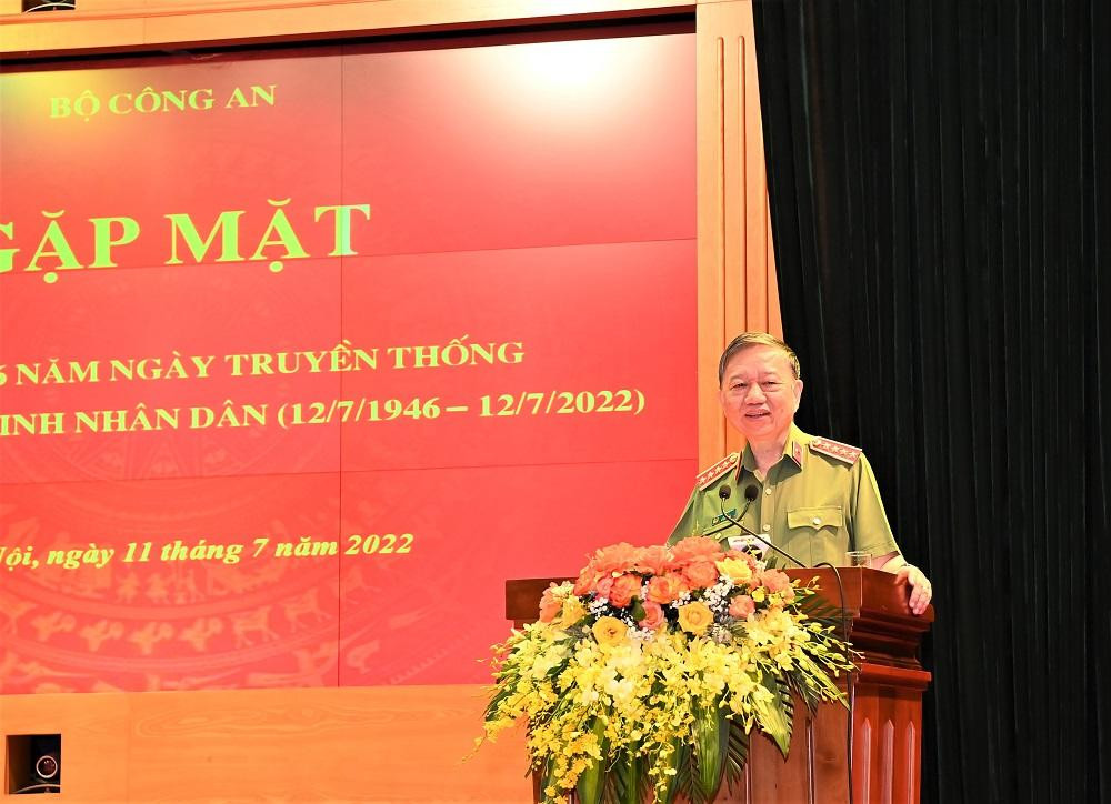 Bộ trưởng Tô Lâm phát biểu tại buổi gặp mặt. Bộ trưởng Tô Lâm phát biểu tại buổi gặp mặt.