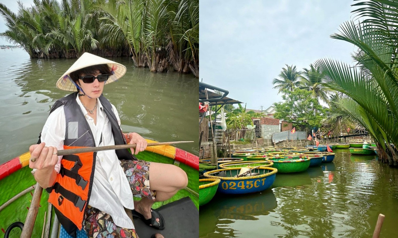 Hôm 9/4, diễn viên chèo thuyền thúng ở rừng dừa nước Bảy Mẫu, bơi lội, ngắm hoàng hôn ở Cù Lao Chàm, thuê hướng dẫn viên người Hội An dẫn thăm thú nhiều địa điểm hay. Hôm 9/4, diễn viên chèo thuyền thúng ở rừng dừa nước Bảy Mẫu, bơi lội, ngắm hoàng hôn ở Cù Lao Chàm, thuê hướng dẫn viên người Hội An dẫn thăm thú nhiều địa điểm hay.