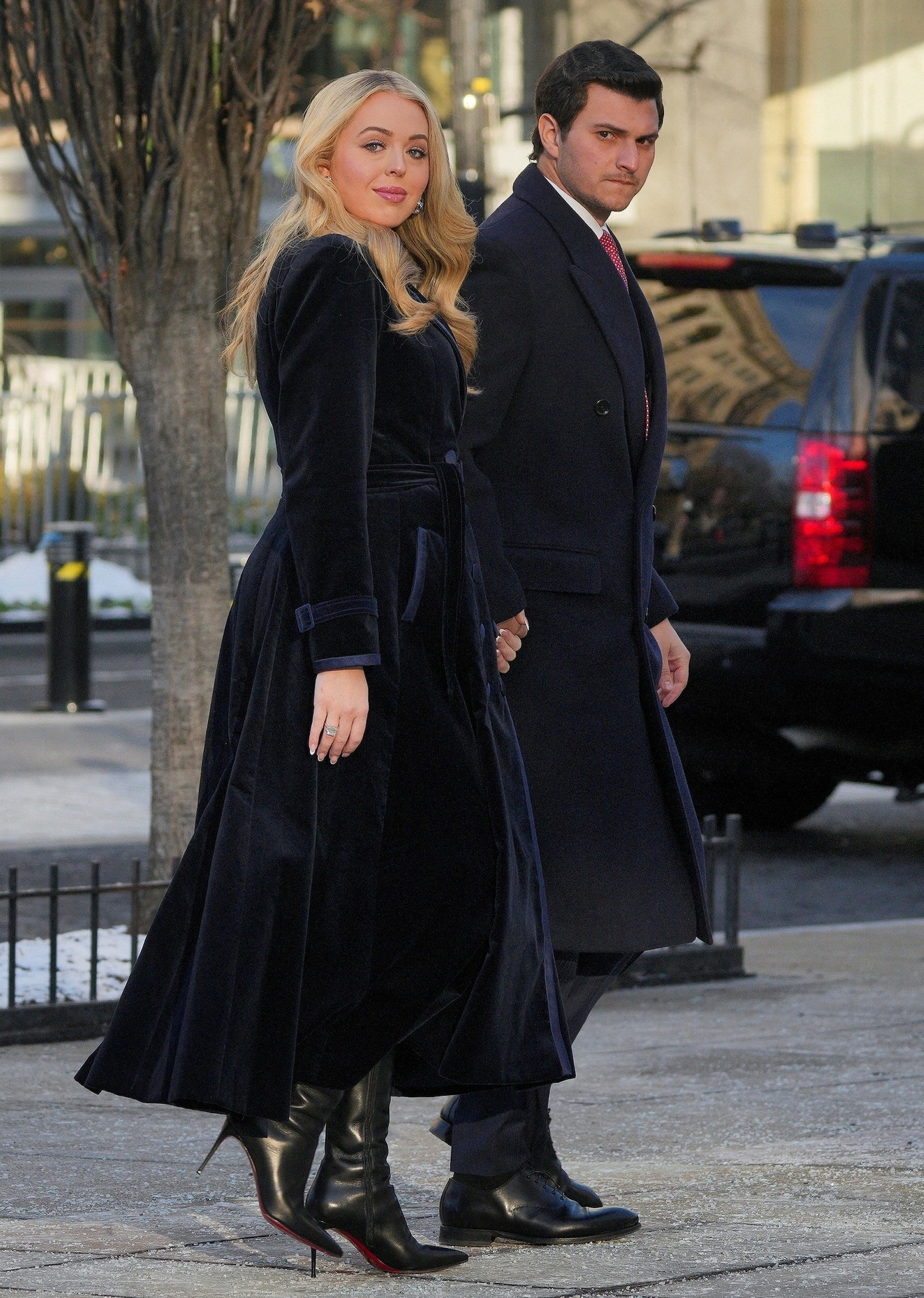 Tiffany Trump và chồng Michael Boulos đến dự lễ tại Nhà thờ St. John vào ngày nhậm chức nhiệm kỳ tổng thống thứ hai của ông tại Washington. Ảnh: Reuters.