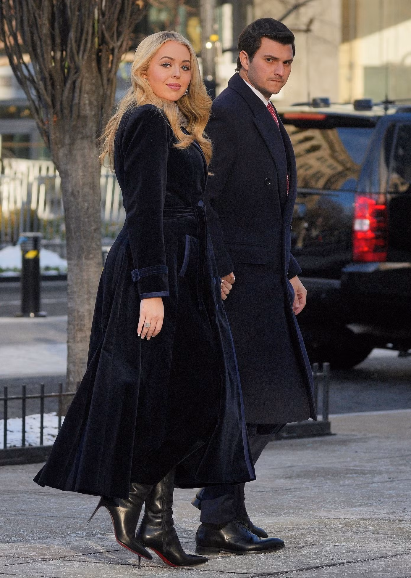 Tiffany Trump và chồng Michael Boulos đến dự lễ tại Nhà thờ St. John vào ngày nhậm chức nhiệm kỳ tổng thống thứ hai của ông tại Washington. Ảnh: Reuters.