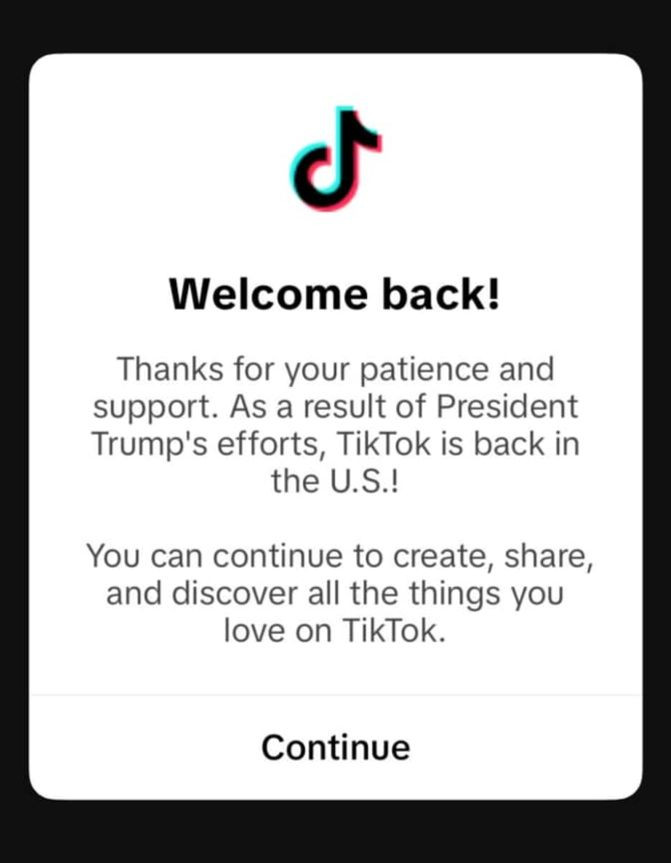 TikTok &quot;hồi sinh&quot; tại Mỹ sau 12 tiếng khai tử.