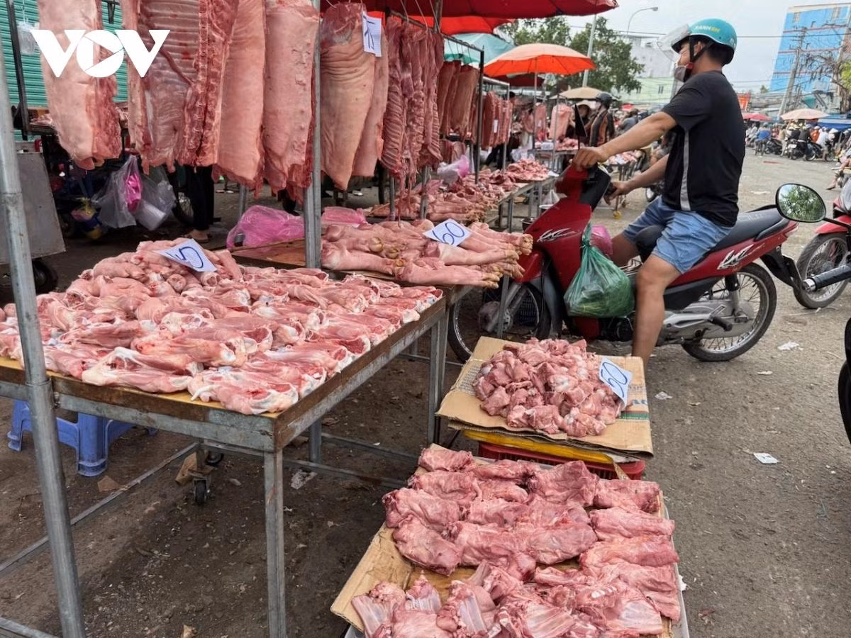 Nhiều phần thịt được bán với giá từ 40.000 đến 50.000 đồng 1kg, tuy nhiên bằng cảm quan đã thấy thịt không tươi Nhiều phần thịt được bán với giá từ 40.000 đến 50.000 đồng 1kg, tuy nhiên bằng cảm quan đã thấy thịt không tươi
