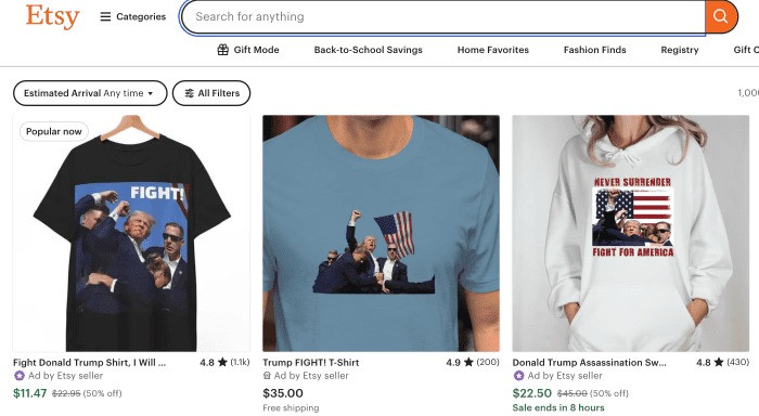 Áo in hình cú vung nắm đấm của ông Trump tạo cơn sốt. Ảnh: X/ @ThaDietz_