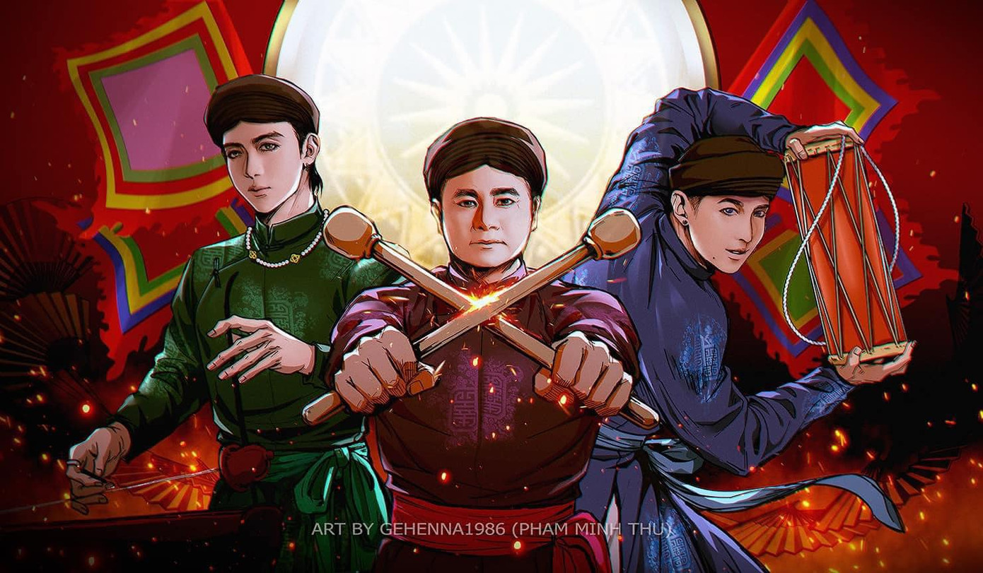 Màn trình diễn Trống cơm được khán giả thi nhau vẽ tranh cổ động. Màn trình diễn Trống cơm được khán giả thi nhau vẽ tranh cổ động.