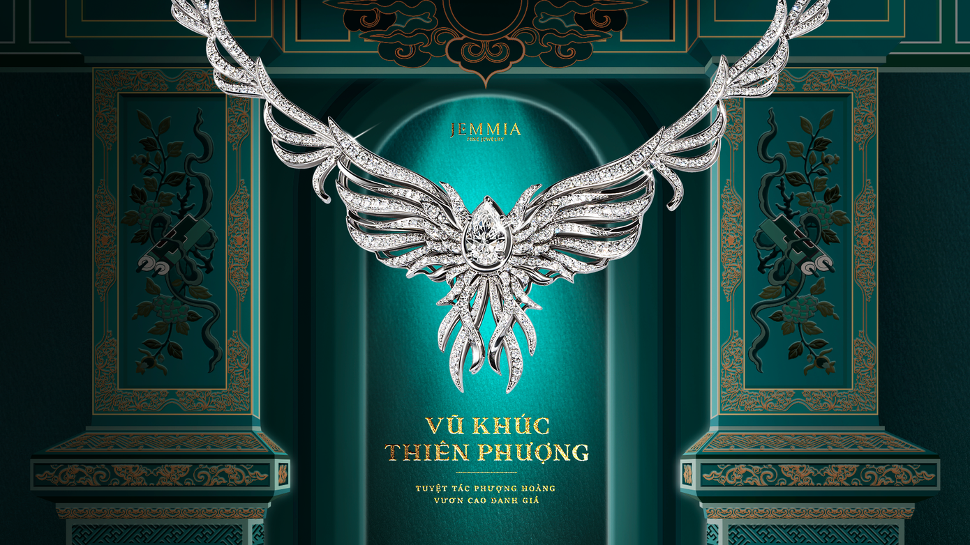 Bộ sưu tập trang sức kim cương Vũ Khúc Thiên Phượng, tuyệt phẩm nằm trong chủ đề Ký ức Hoàng Gia.