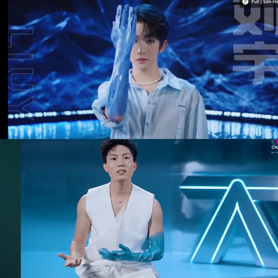 Sân khấu Sóng vỗ vỡ bờ nhóm Anh Tú (áo trắng) bị tố sao chép sân khấu Chú cá voi hóa thân của hòn đảo cô độc nhóm Lưu Vũ trong Sáng tạo doanh (2021). Sân khấu Sóng vỗ vỡ bờ nhóm Anh Tú (áo trắng) bị tố sao chép sân khấu Chú cá voi hóa thân của hòn đảo cô độc nhóm Lưu Vũ trong Sáng tạo doanh (2021).