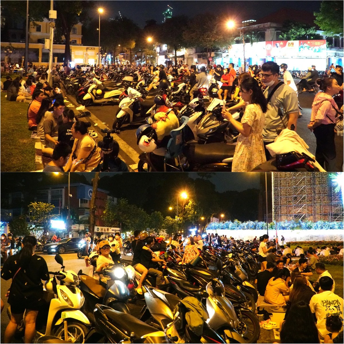 Nhiều người dừng xe, tập trung đông nghịt bên đường để tranh thủ ghi lại những khoảnh khắc ấn tượng.