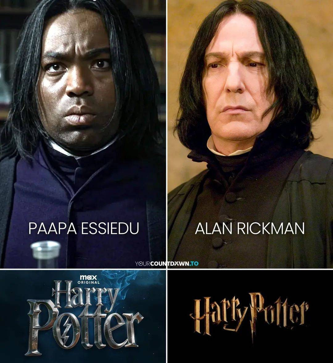 Hình ảnh cố diễn viên Alan Rickman đóng Snape (phải) và Paapa Essiedu được fan photoshop để mường tượng vai diễn.