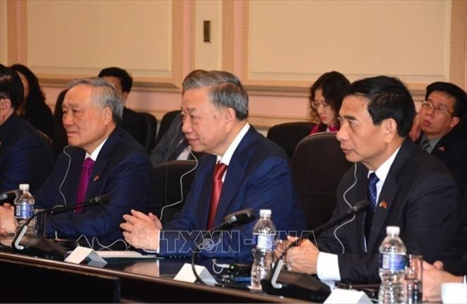 Tổng Bí thư, Chủ tịch nước Tô Lâm phát biểu tại cuộc hội kiến Chủ tịch Quốc hội Cuba Esteban Lazo Hernández. Ảnh: TTXVN