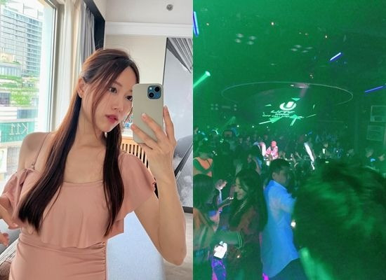 Ling Cheng đăng tải bức hình chụp trong hộp đêm Burning Sun và vòng tay khách hạng VVIP. Ảnh: Threads.