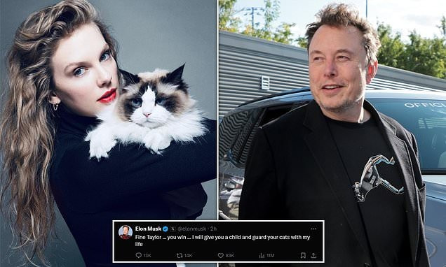 Elon Musk (phải) lên tiếng về Taylor Swift khi cô chọn ủng hộ ứng cử viên tổng thống Đảng Dân chủ Kamala Harris. Elon Musk (phải) lên tiếng về Taylor Swift khi cô chọn ủng hộ ứng cử viên tổng thống Đảng Dân chủ Kamala Harris.