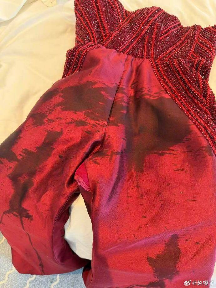 Triệu Anh Tử bị cho rằng cố tình gây chú ý nhờ chiếc váy bị đổ cà phê.