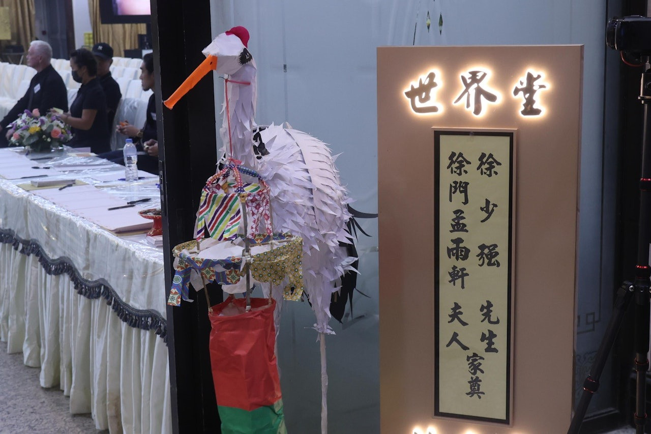 Lễ tưởng niệm vợ chồng sao kiếm hiệp Từ Thiếu Cường tổ chức ngày 5/10 theo nghi thức Phật giáo. Ảnh: HK01.