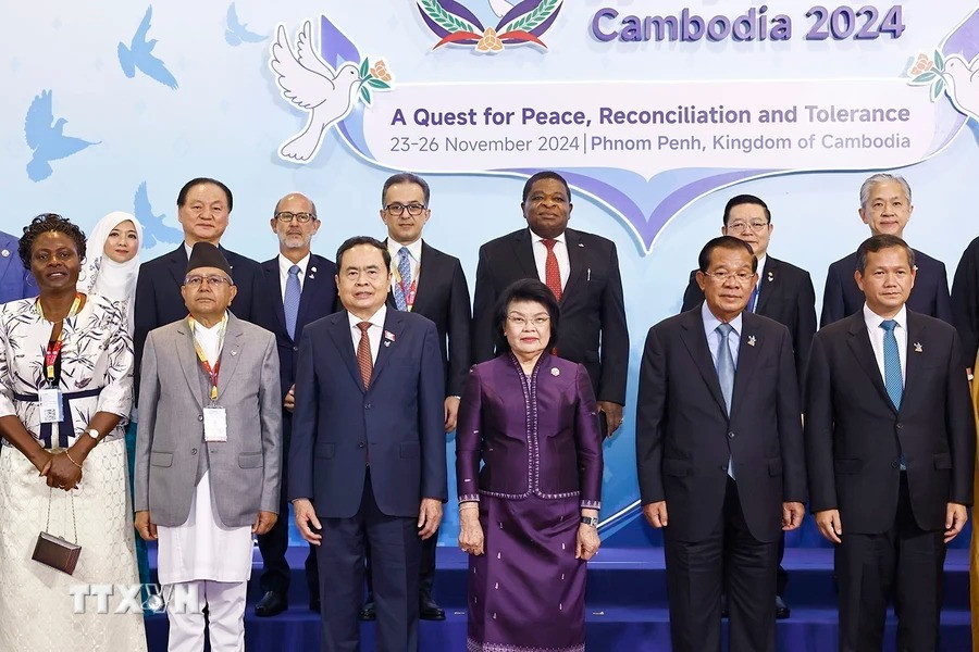 Chủ tịch Quốc hội Trần Thanh Mẫn và đại biểu dự Hội nghị. (Ảnh: Doãn Tấn/TTXVN).