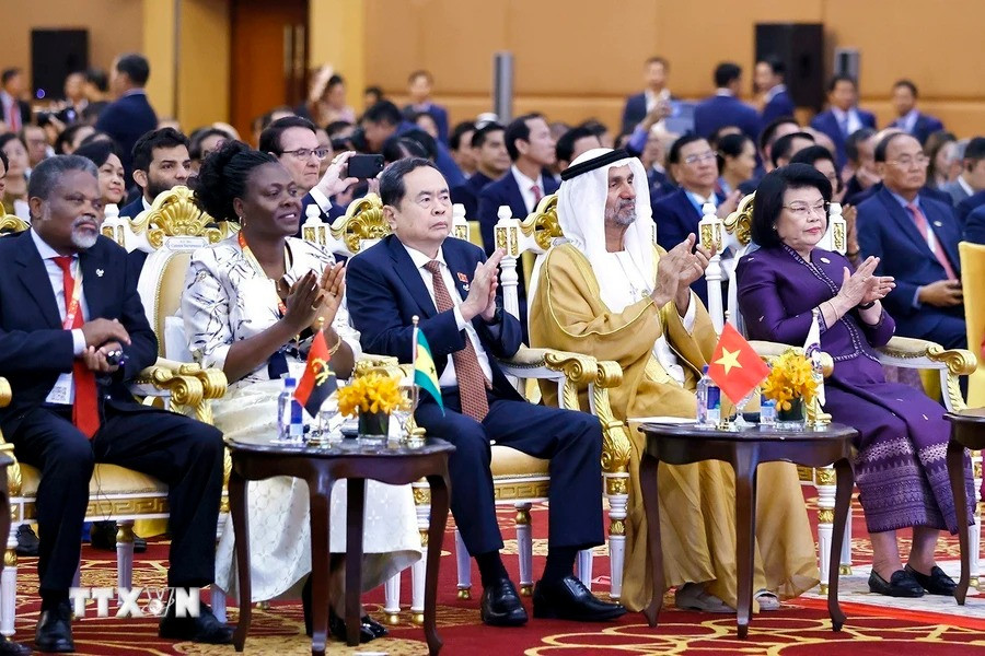 Chủ tịch Quốc hội Trần Thanh Mẫn và đại biểu dự hội nghị. (Ảnh: Doãn Tấn/TTXVN).