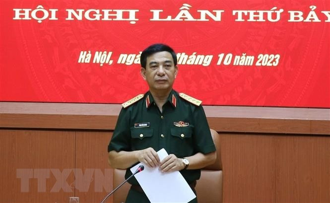 Đại tướng Phan Văn Giang phát biểu chỉ đạo tại hội nghị. (Ảnh: TTXVN).