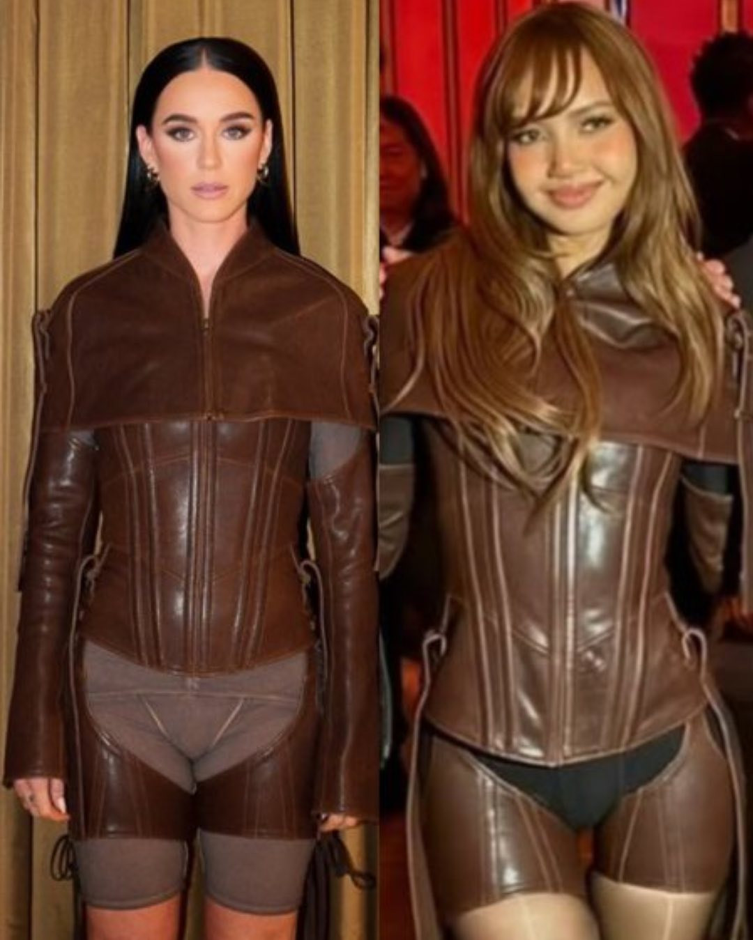 Thiết kế gốc (trái) và bộ đồ đã biến tấu của thành viên BlackPink. Thiết kế gốc (trái) và bộ đồ đã biến tấu của thành viên BlackPink.