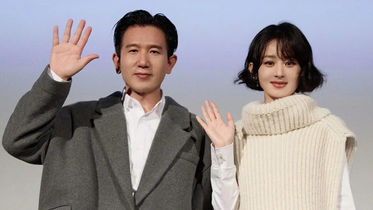 Triệu Lệ Dĩnh và đạo diễn Triệu Đức Dận (trái) - người bị đồn là tình mới của nữ diễn viên.