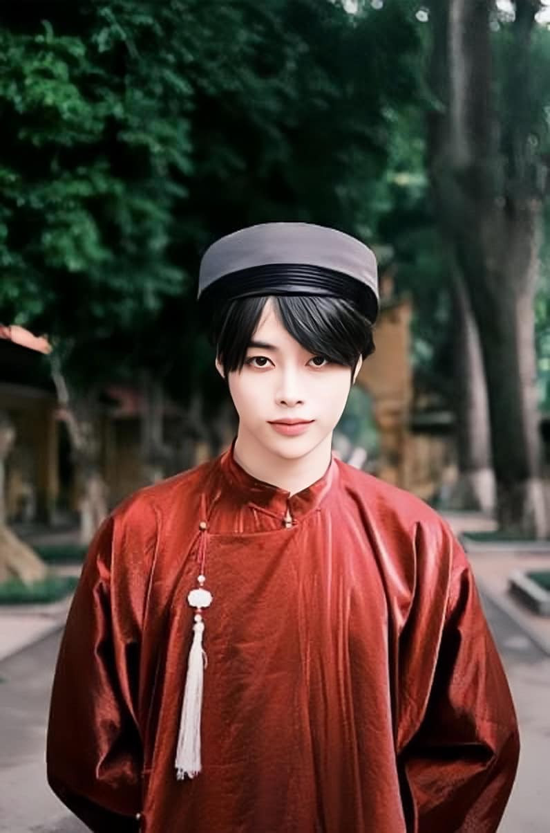 Hanbin diện áo tấc trong vlog quay tại Việt Nam. Hanbin diện áo tấc trong vlog quay tại Việt Nam.