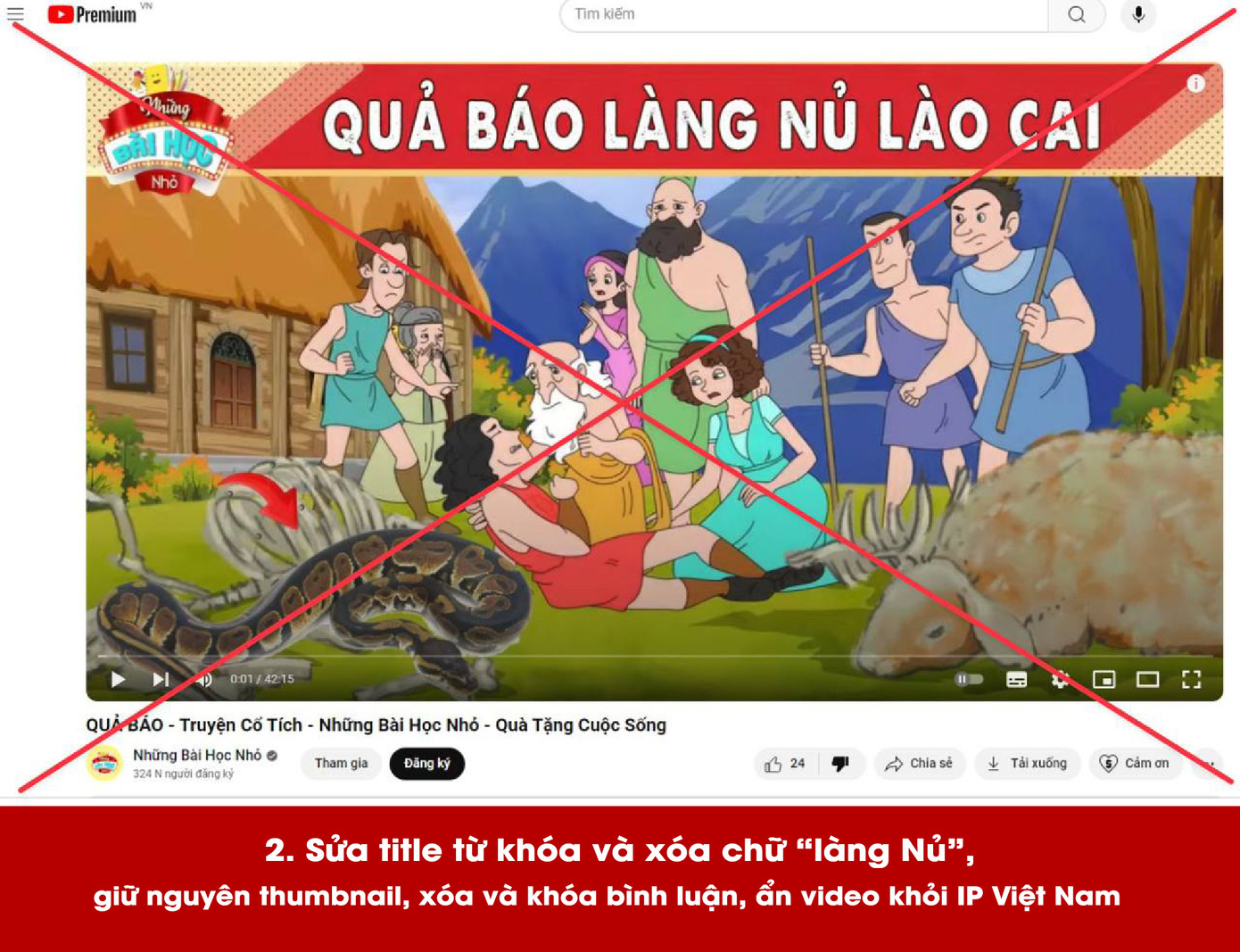 Bằng chứng kênh YouTube Những Bài Học Nhỏ câu view phản cảm về Làng Nủ, đồng thời lấp liếm xóa bằng chứng đã được ghi lại. Ảnh: Viên Hồng Quang. Bằng chứng kênh YouTube Những Bài Học Nhỏ câu view phản cảm về Làng Nủ, đồng thời lấp liếm xóa bằng chứng đã được ghi lại. Ảnh: Viên Hồng Quang.