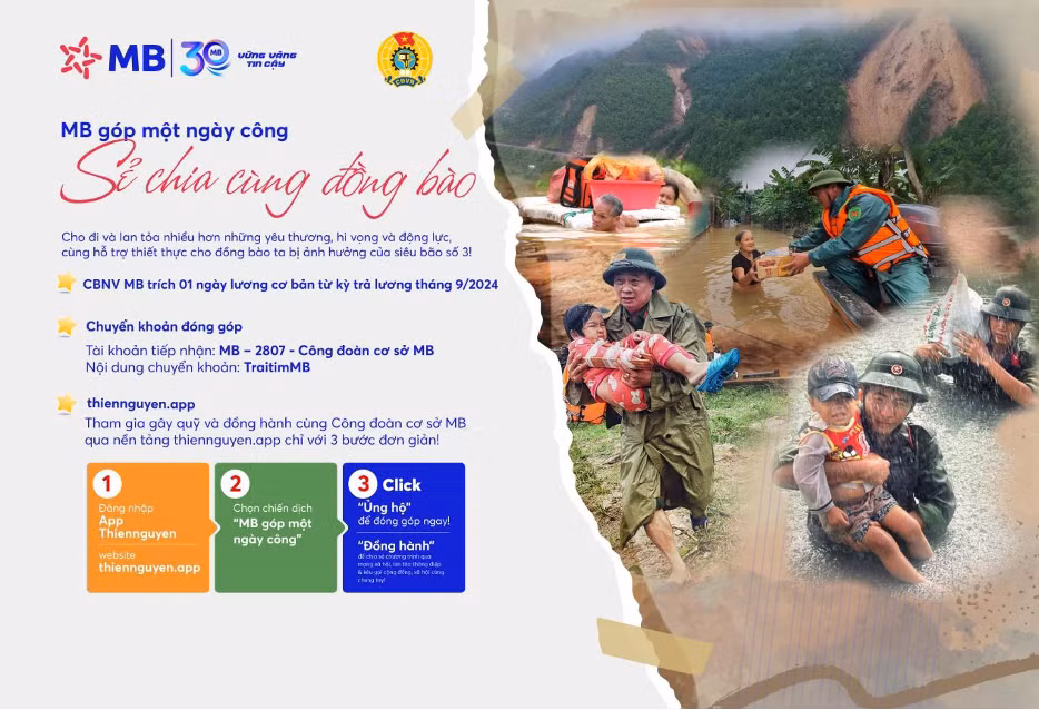“MB góp một ngày công” – Chiến dịch nội bộ của MB nhằm gây quỹ cho những địa phương vùng bão lũ