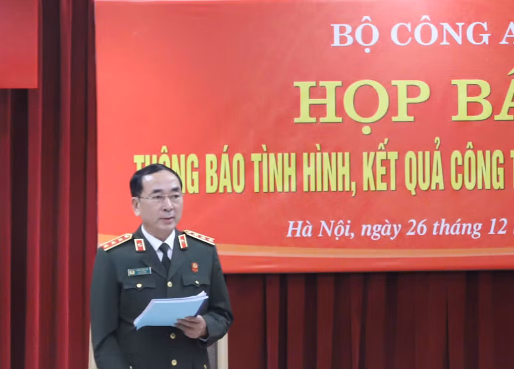 Thượng tướng Trần Quốc Tỏ, Thứ trưởng Bộ Công an chủ trì họp báo.