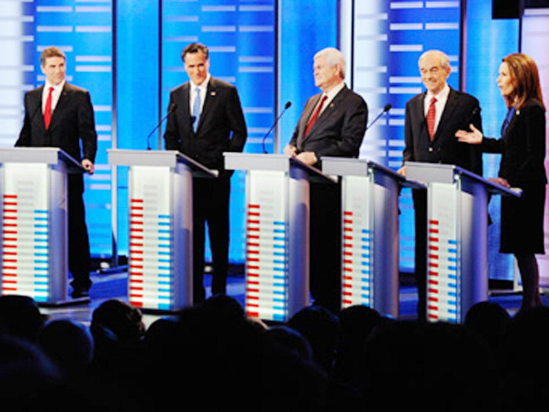Xuất hiện thường xuyên trên truyền hình là điều không thể thiếu đối với bất kỳ ứng cử viên tổng thống nào (trong ảnh là những ứng cử viên trong cuộc chiến giành quyền đại diện phe Cộng hòa tranh cử với ông Barack Obama năm nay)