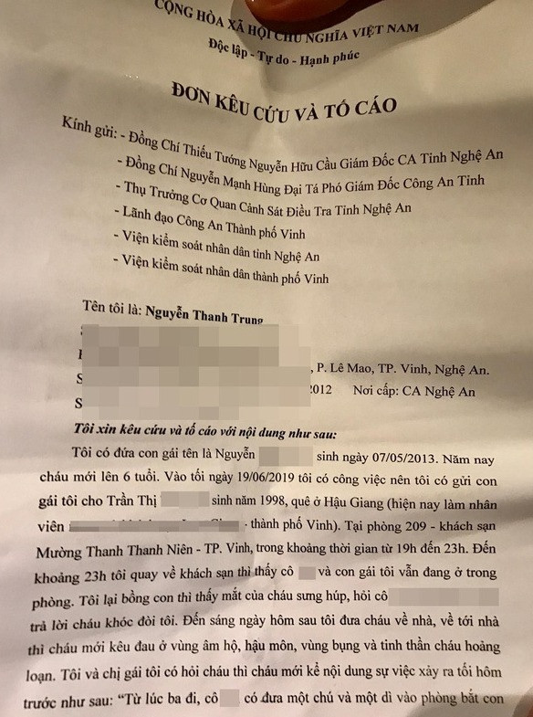 Vụ gia đình bé 6 tuổi tố con gái bị hiếp dâm: Bất ngờ kết quả giám định ảnh 1