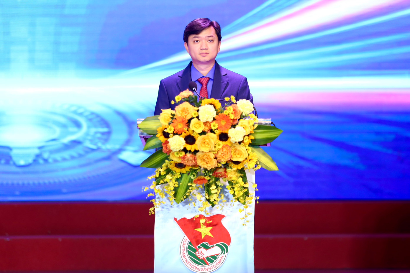 Anh Nguyễn Minh Triết - Bí thư T.Ư Đoàn, Chủ tịch T.Ư Hội SVVN phát biểu chỉ đạo tại hội nghị. Ảnh: Bảo Anh