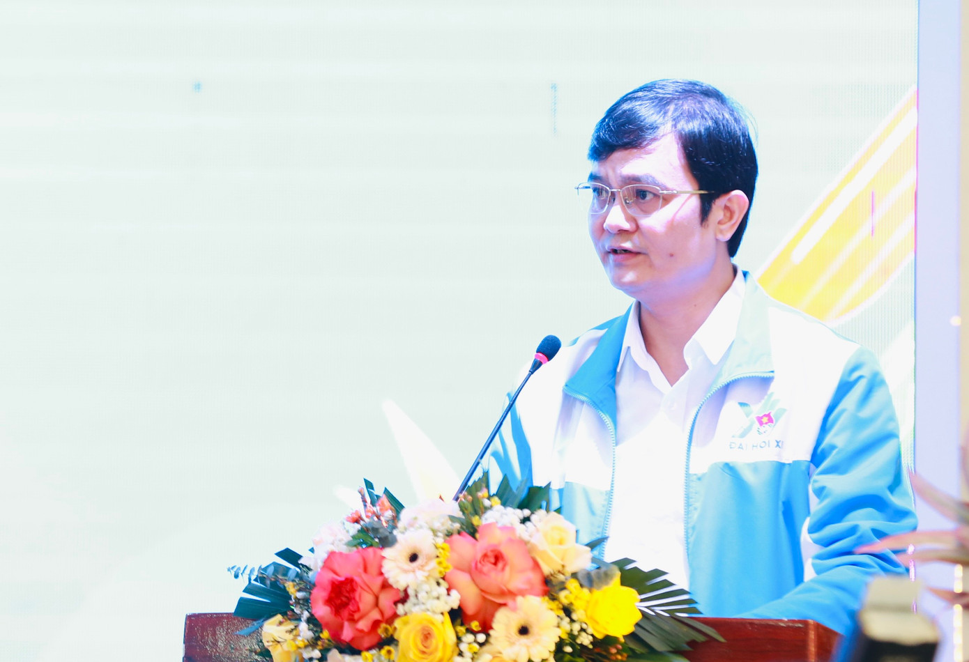 Anh Bùi Quang Huy - Ủy viên dự khuyết T.Ư Đảng, Bí thư thứ nhất T.Ư Đoàn phát biểu khai mạc hội nghị. Ảnh: Bảo Anh