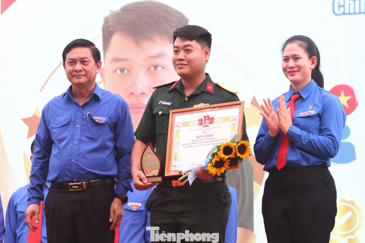 Chủ tịch HĐND tỉnh Bình Dương Nguyễn Văn Lộc và Bí thư Tỉnh Đoàn Bình Dương Trần Thị Diễm Trinh tặng bằng khen, tuyên dương Đảng viên trẻ tiêu biểu.